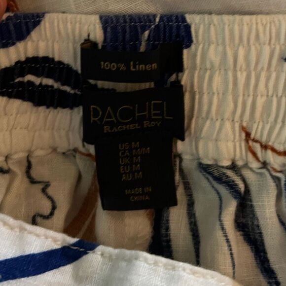 Rachel Roy Wide Leg Linen Pants womens M Lightweight Flowy Cropped 2 Pockets - Picture 6 of 6